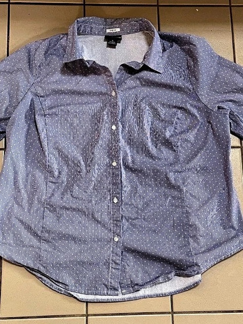 Liz Claiborne Polka Dot Button Down in Blue & White Size 1X